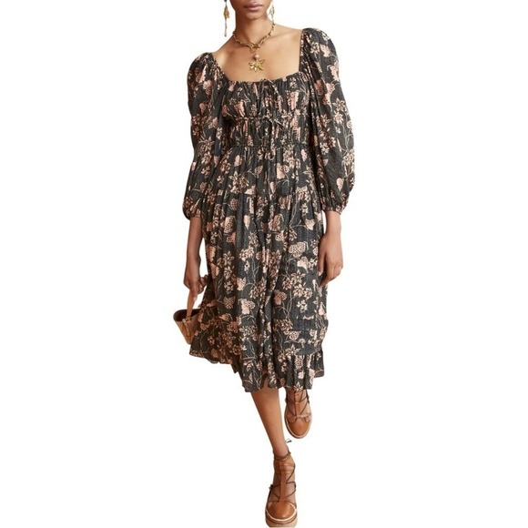 Ulla Johnson Dresses & Skirts - New Ulla Johnson Isla Floral Print Puff Sleeve Lined Midi Dress $495